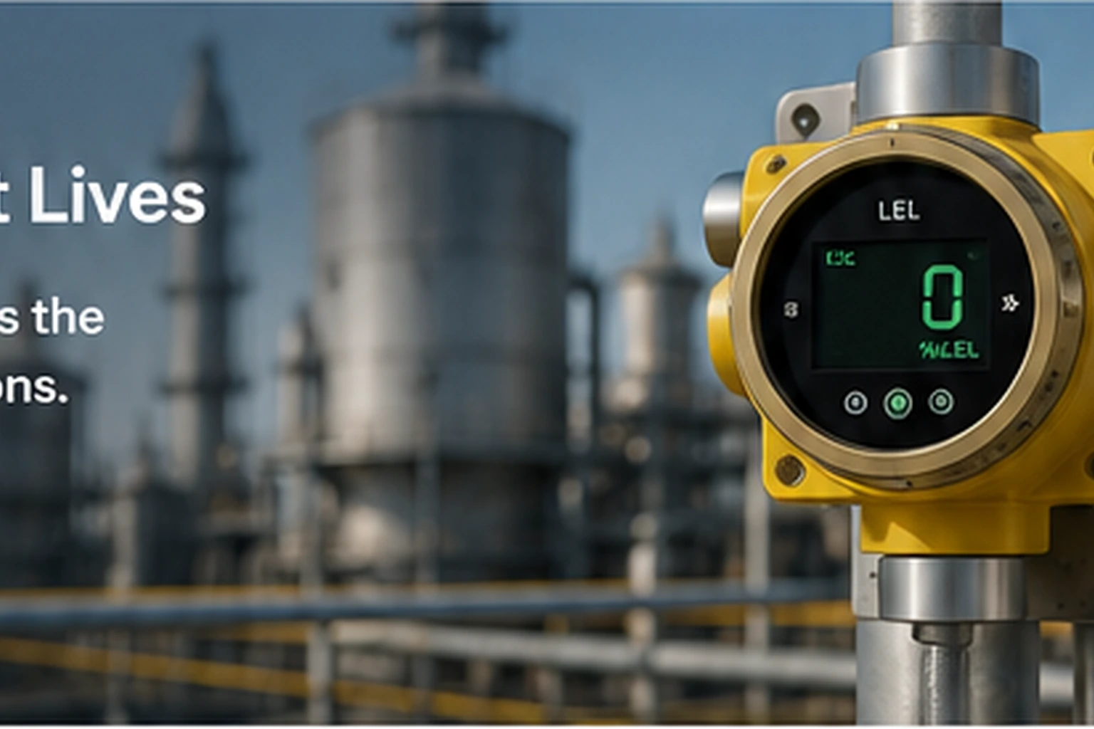 A fixed LEL gas detector providing continuous monitoring at a process plant