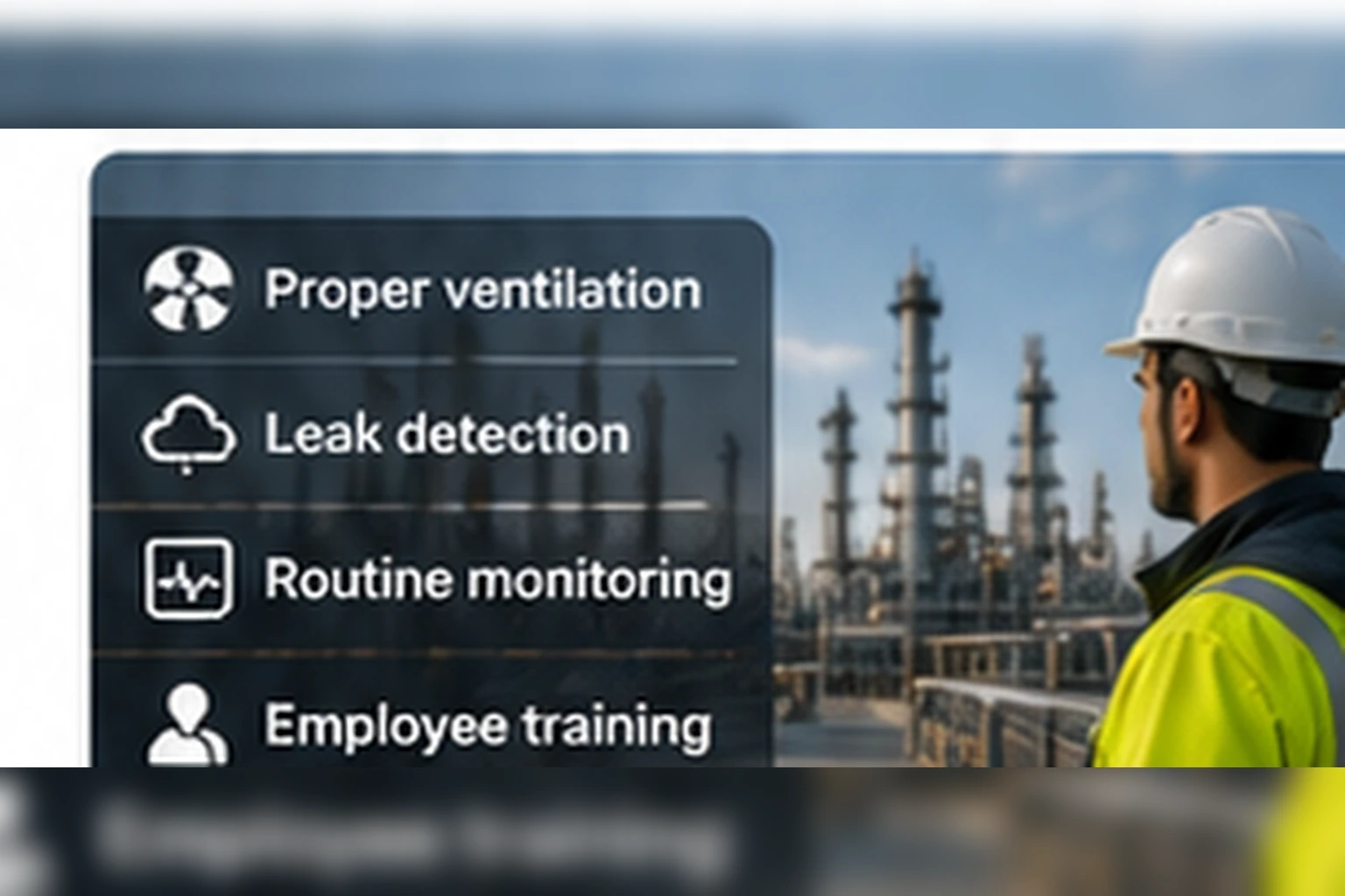 Technician applying ventilation, leak detection, monitoring, and training controls