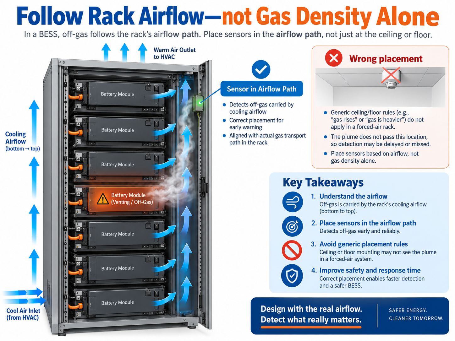 BESS Off-Gas Sensor Rack Airflow Placement