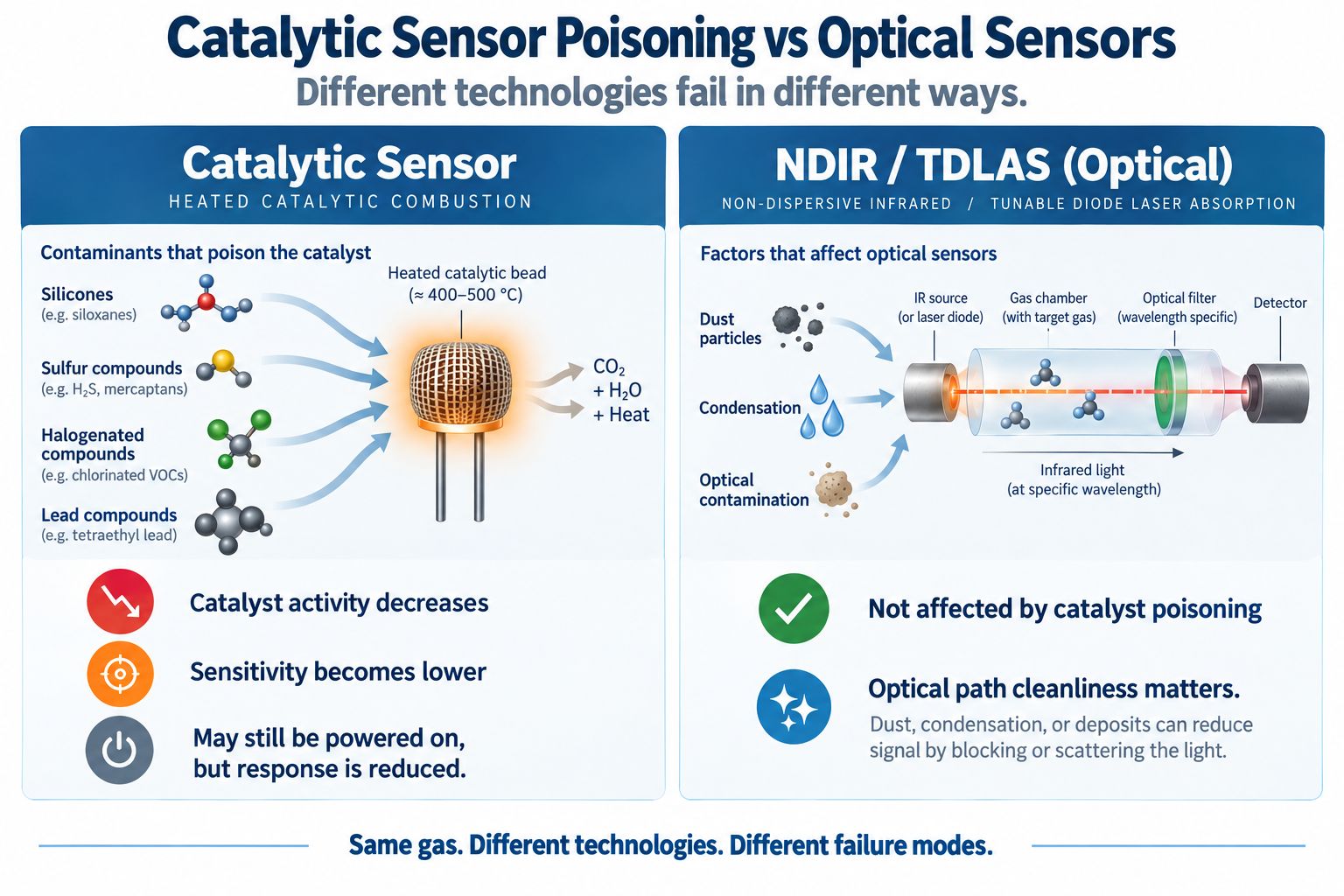 Catalytic Methane Sensor Poisoning vs Optical Sensors