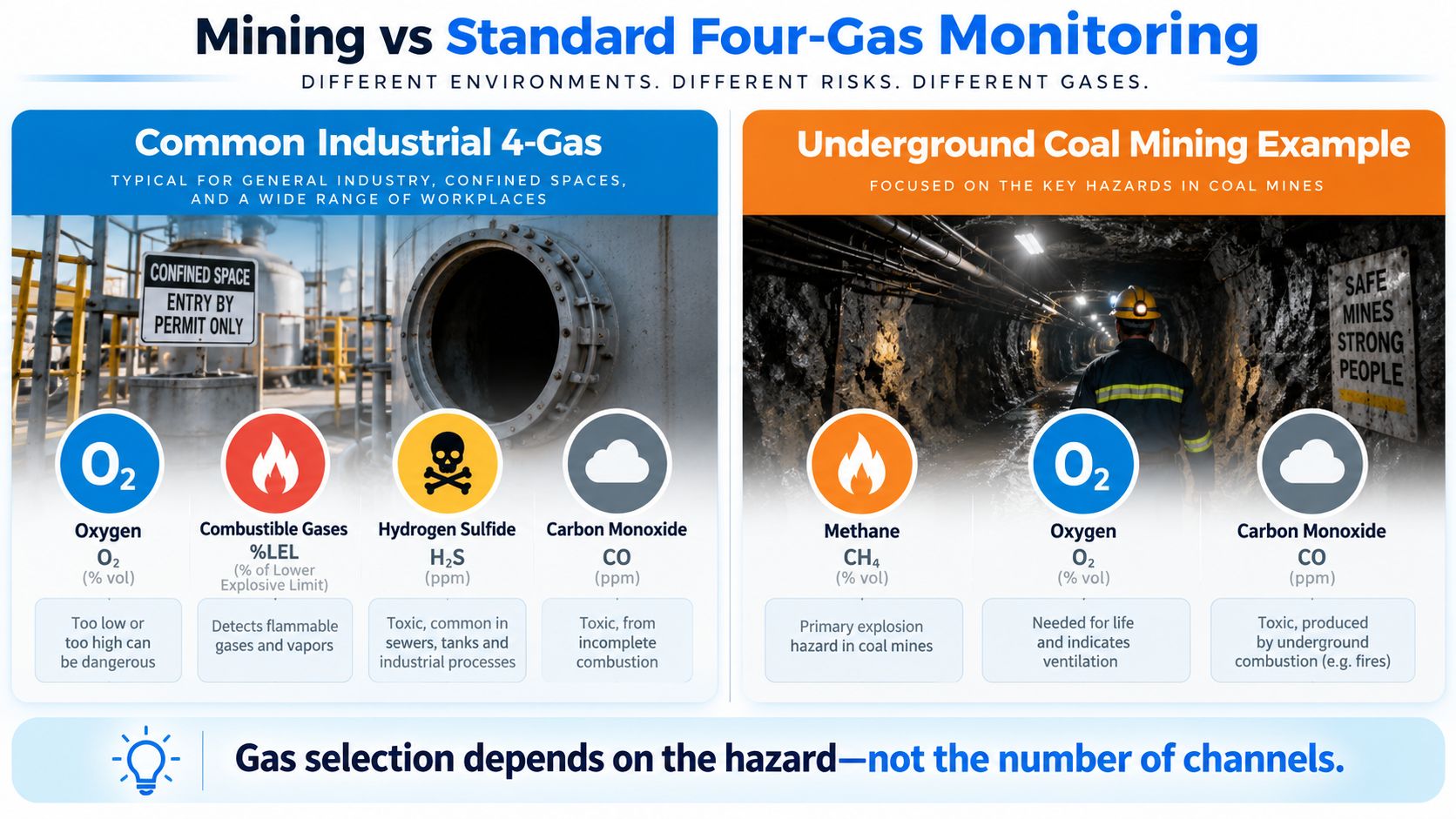 Mining vs standard four-gas monitoring
