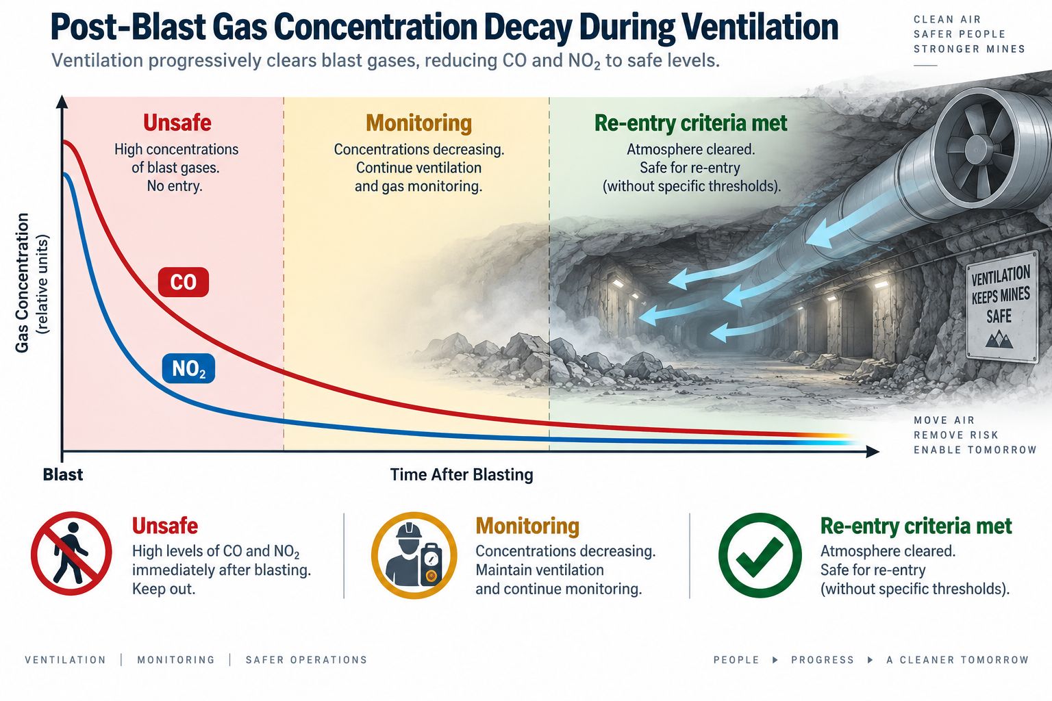 Post-Blast Gas Concentration Decay During Ventilation