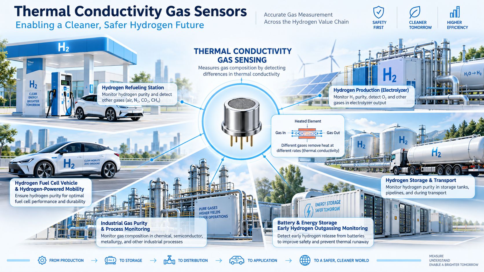 Thermal conductivity gas sensor applications hydrogen value chain