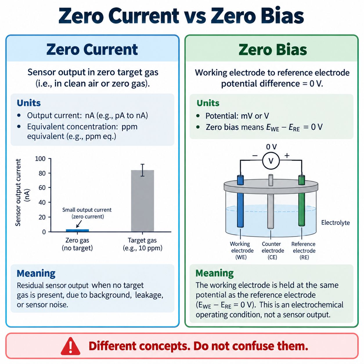 Zero Current vs Zero Bias