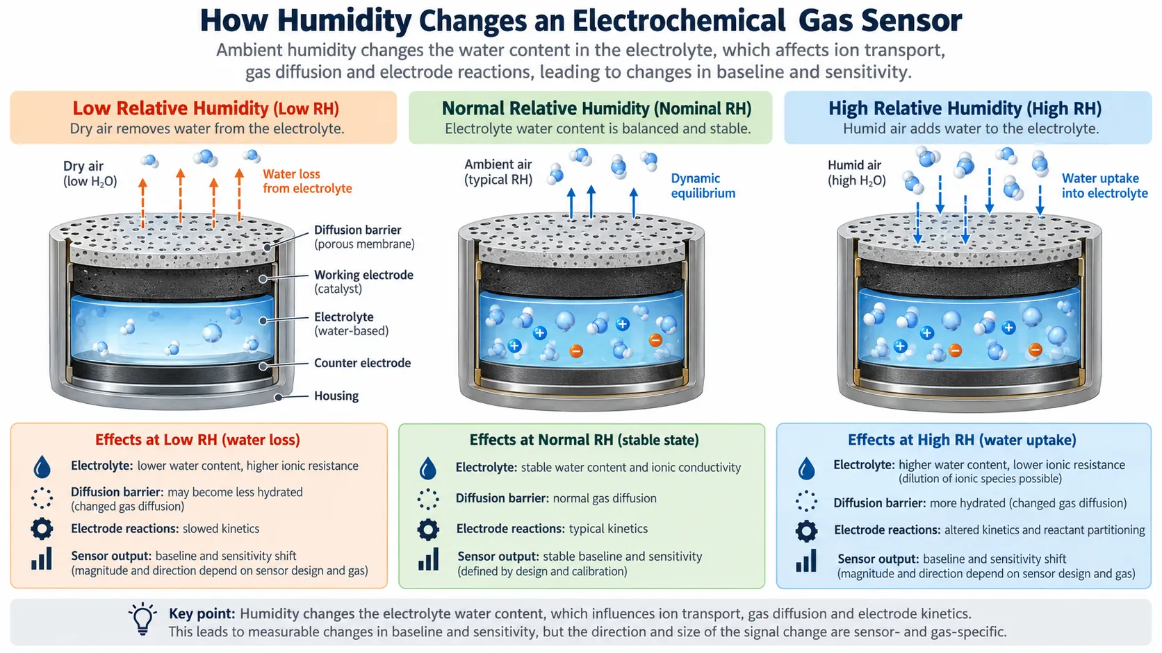 How Humidity Changes an Electrochemical Gas Sensor