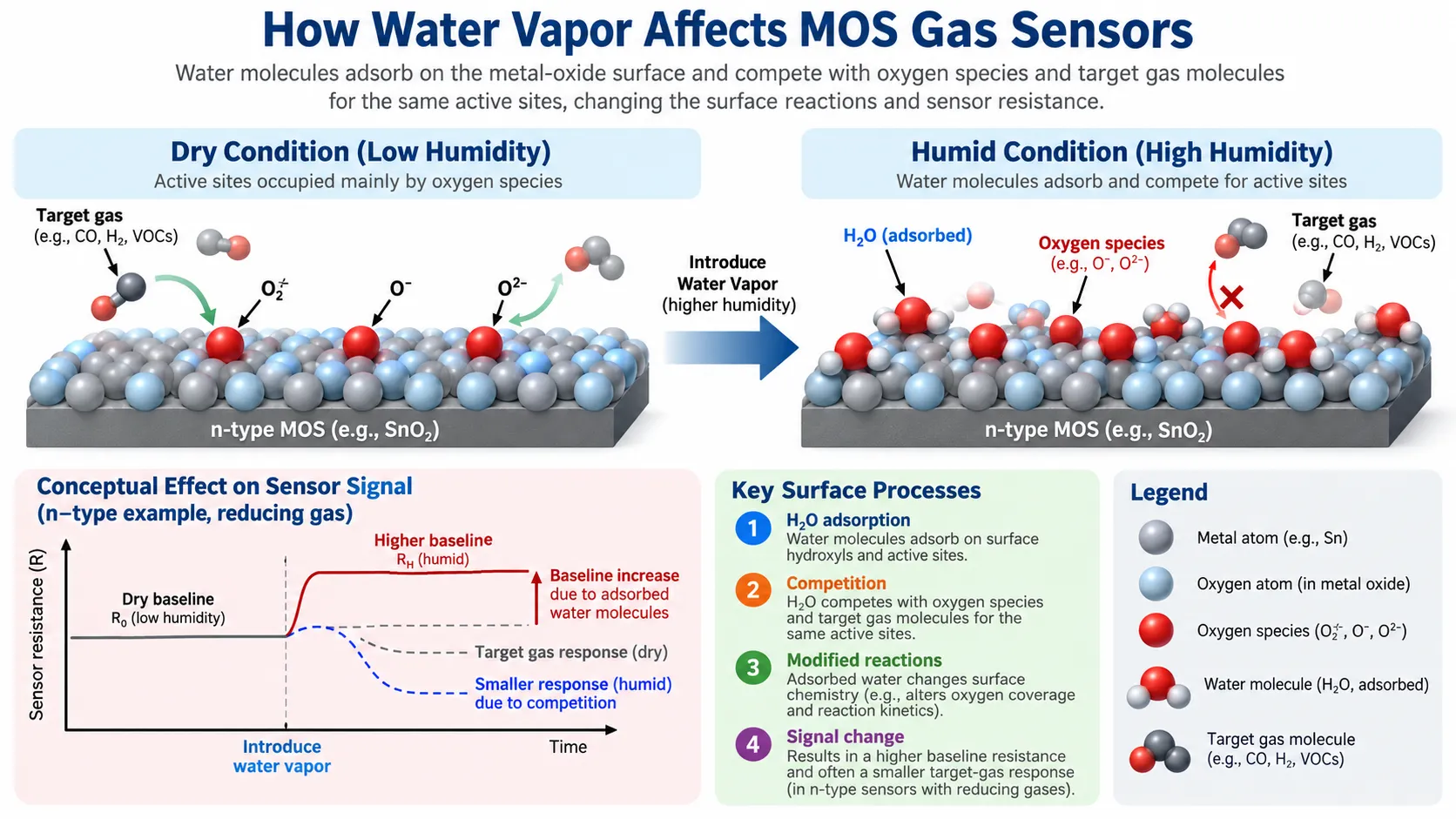 How Water Vapor Affects MOS Gas Sensors